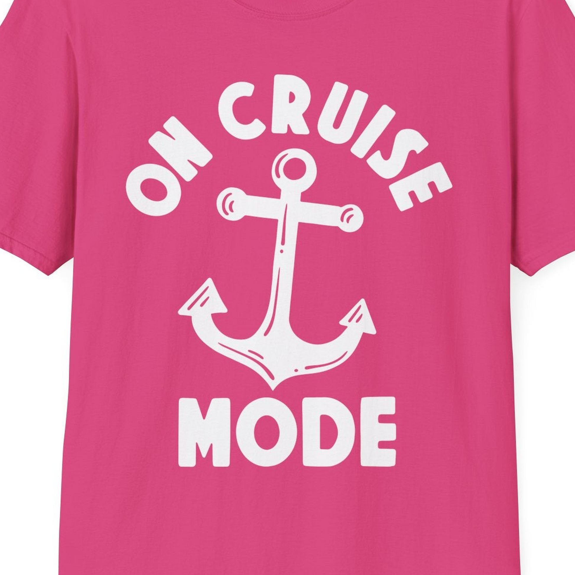 On Cruise Mode Nautical Anchor Shirt T-Shirt – Heliconia – Best Cruise Shirts Close Up