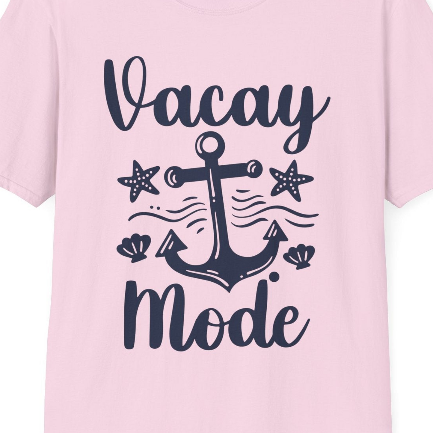 Vacay Mode Nautical Anchor Beach Shirt T-Shirt – Light Pink – Best Cruise Shirts Close Up