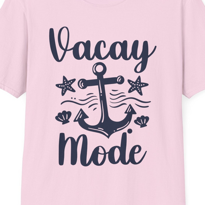 Vacay Mode Nautical Anchor Beach Shirt T-Shirt – Light Pink – Best Cruise Shirts Close Up