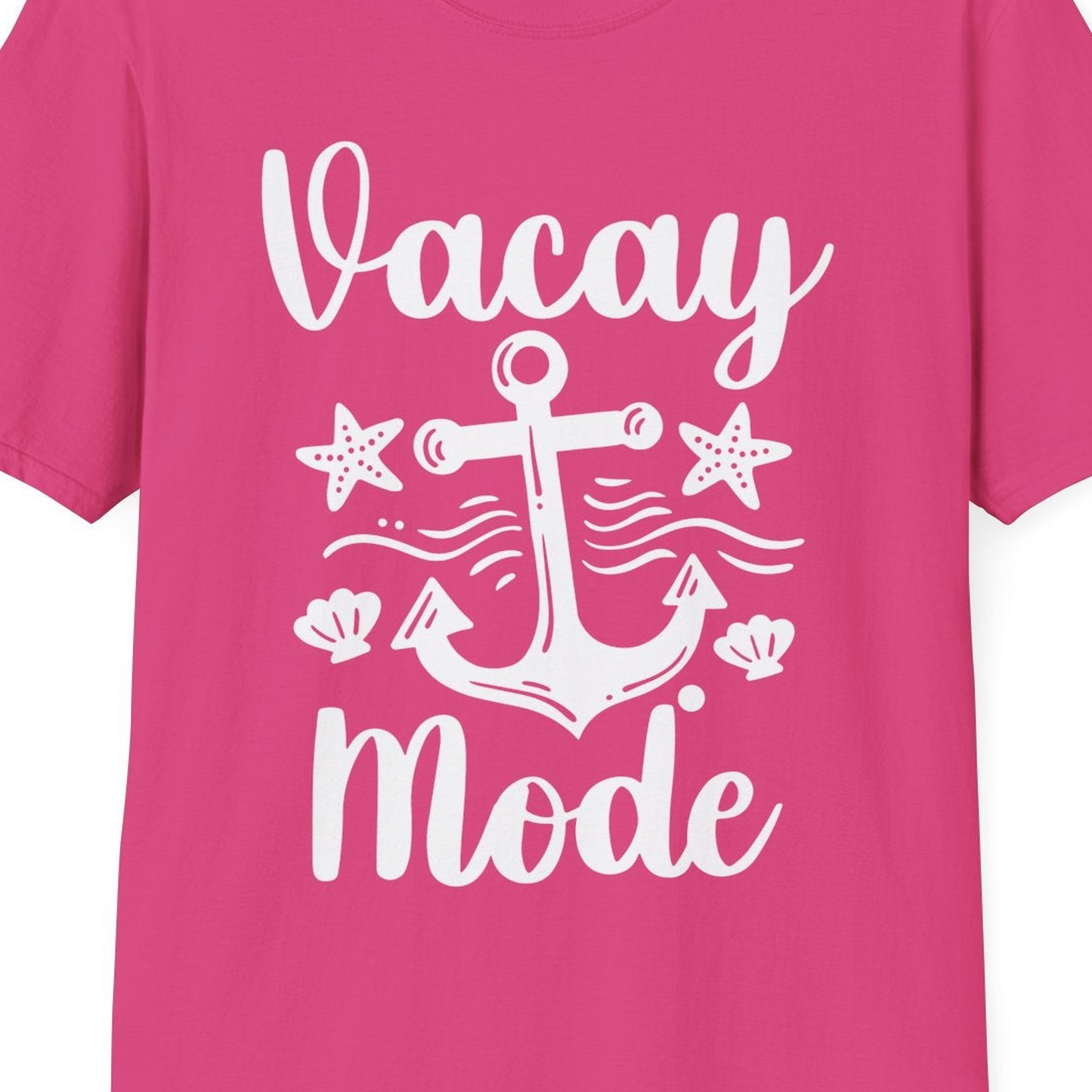 Vacay Mode Nautical Anchor Beach Shirt T-Shirt – Heliconia – Best Cruise Shirts Close Up