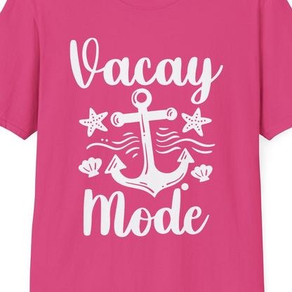 Vacay Mode Nautical Anchor Beach Shirt T-Shirt – Heliconia – Best Cruise Shirts Close Up