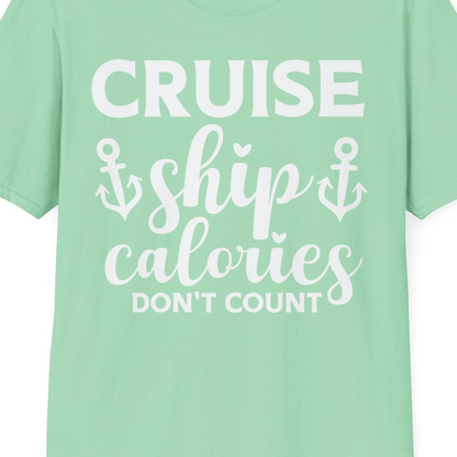 Cruise Ship Calories Dont Count Funny Nautical Anchor Cruise Shirt — T-Shirt T-Shirt – Mint Green – Best Cruise Shirts Close Up