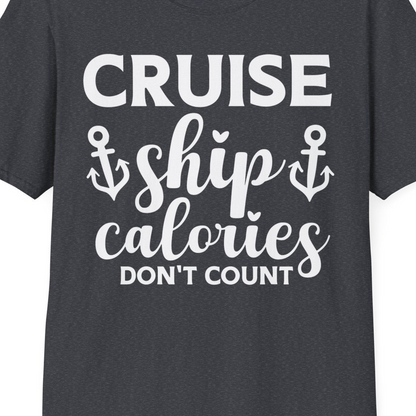Cruise Ship Calories Dont Count Funny Nautical Anchor Cruise Shirt — T-Shirt T-Shirt – Dark Heather Grey – Best Cruise Shirts Close Up