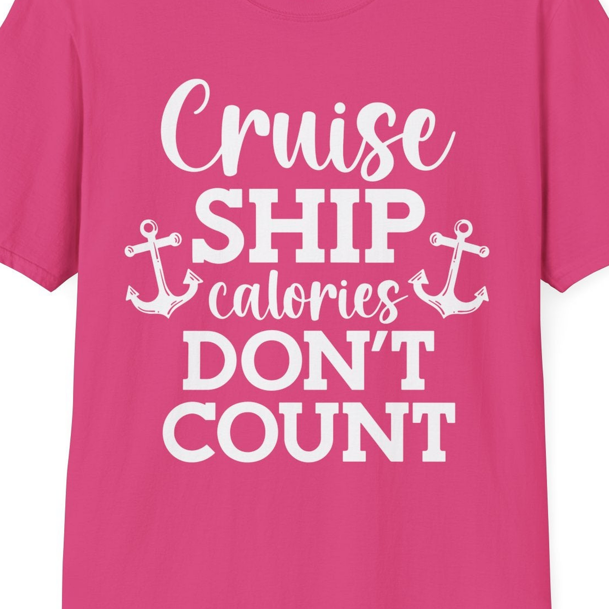 Cruise Ship Calories Don’t Count Shirt with Anchors Funny Nautical — T-Shirt T-Shirt – Heliconia – Best Cruise Shirts Close Up