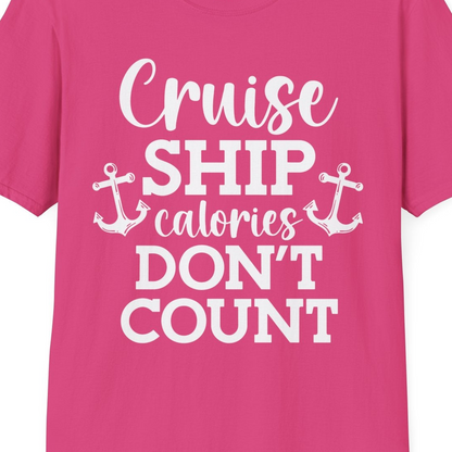 Cruise Ship Calories Don’t Count Shirt with Anchors Funny Nautical — T-Shirt T-Shirt – Heliconia – Best Cruise Shirts Close Up
