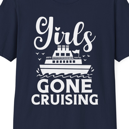 Girls Gone Cruising Nautical Party Group Cruise Shirt — T-Shirt T-Shirt – Navy – Best Cruise Shirts Close Up