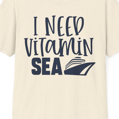 I Need Vitamin Sea Cruise Ship Funny Nautical Vacation Shirt — T-Shirt T-Shirt – Natural – Best Cruise Shirts Close Up