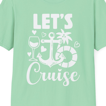 Let's Cruise Shirt T-Shirt – Mint Green – Best Cruise Shirts Close Up