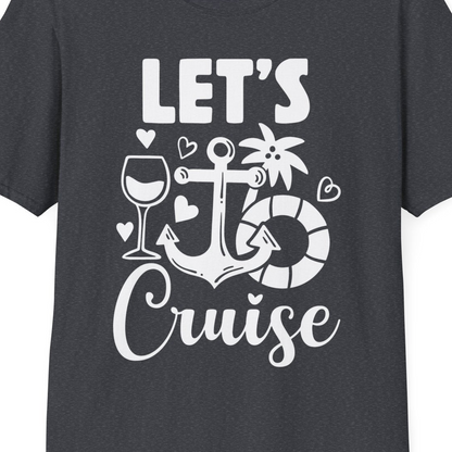 Let's Cruise Shirt T-Shirt – Dark Heather Grey – Best Cruise Shirts Close Up