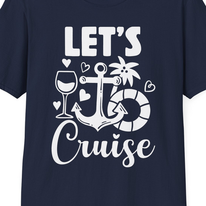Let's Cruise Shirt T-Shirt – Navy – Best Cruise Shirts Close Up