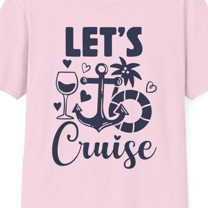 Let's Cruise Shirt T-Shirt – Light Pink – Best Cruise Shirts Close Up