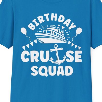 Birthday Cruise Squad Shirt T-Shirt – Sapphire – Best Cruise Shirts Close Up
