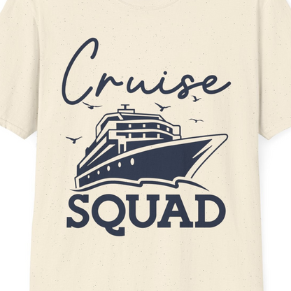 Cruise Squad Group Travel Shirt Bold Ship Family Friends Tee — T-Shirt T-Shirt – Natural – Best Cruise Shirts Close Up
