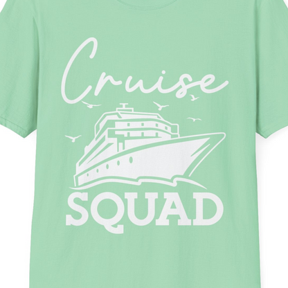 Cruise Squad Group Travel Shirt Bold Ship Family Friends Tee — T-Shirt T-Shirt – Mint Green – Best Cruise Shirts Close Up