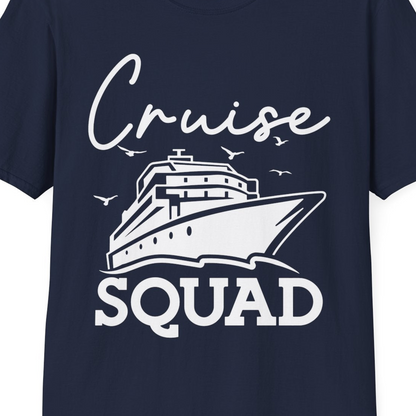 Cruise Squad Group Travel Shirt Bold Ship Family Friends Tee — T-Shirt T-Shirt – Navy – Best Cruise Shirts Close Up