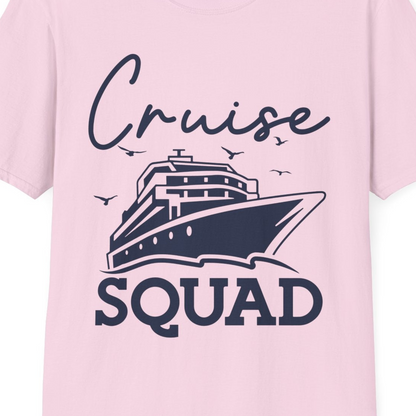 Cruise Squad Group Travel Shirt Bold Ship Family Friends Tee — T-Shirt T-Shirt – Light Pink – Best Cruise Shirts Close Up