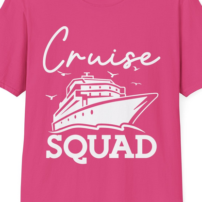 Cruise Squad Group Travel Shirt Bold Ship Family Friends Tee — T-Shirt T-Shirt – Heliconia – Best Cruise Shirts Close Up