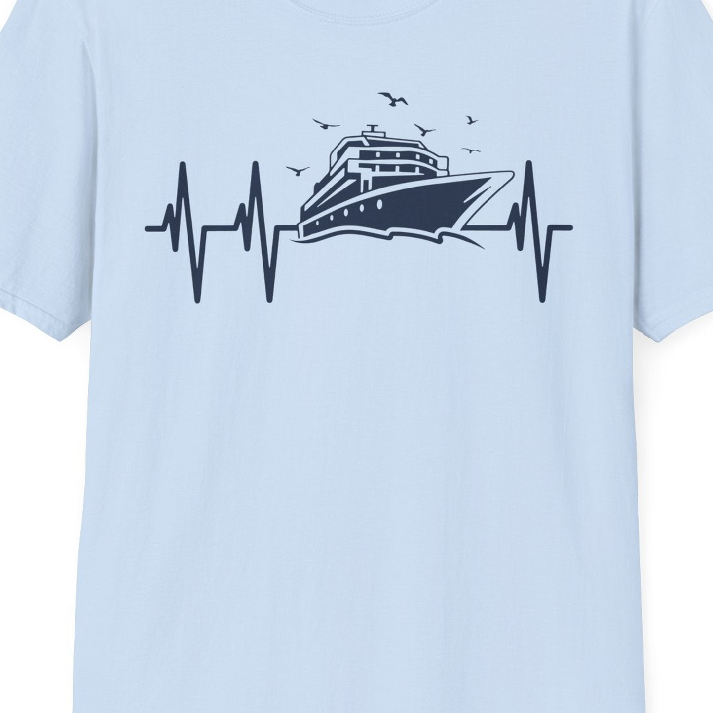 Cruise Heartbeat Shirt T-Shirt – Light Blue – Best Cruise Shirts Close Up