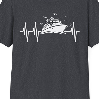 Cruise Heartbeat Shirt T-Shirt – Dark Heather Grey – Best Cruise Shirts Close Up