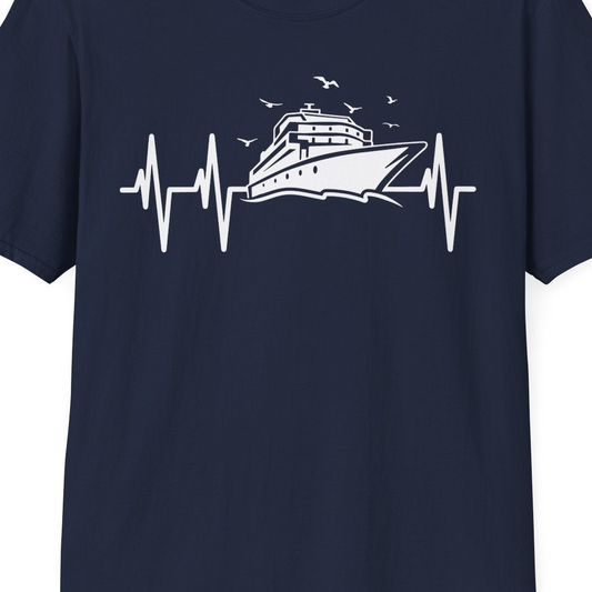 Cruise Heartbeat Shirt T-Shirt – Navy – Best Cruise Shirts Close Up