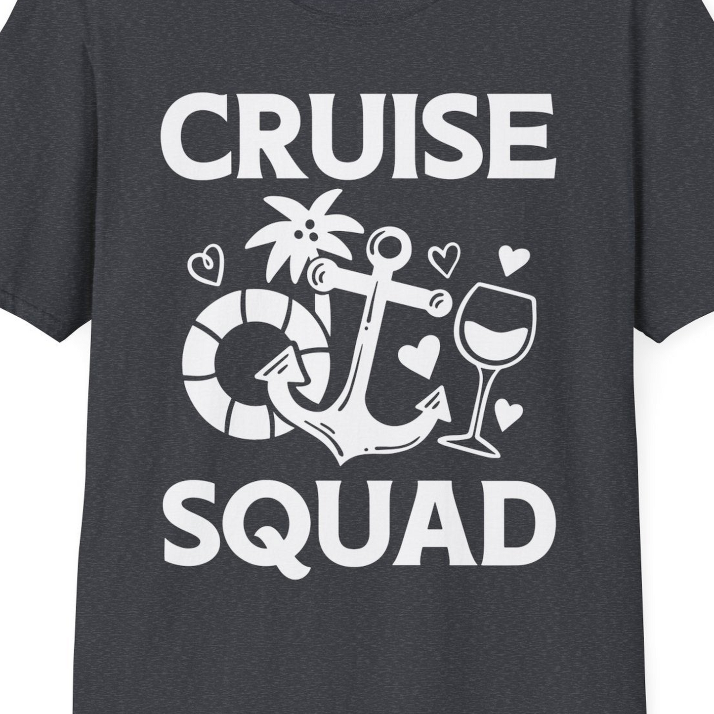 Cruise Squad Shirt T-Shirt – Dark Heather Grey – Best Cruise Shirts Close Up