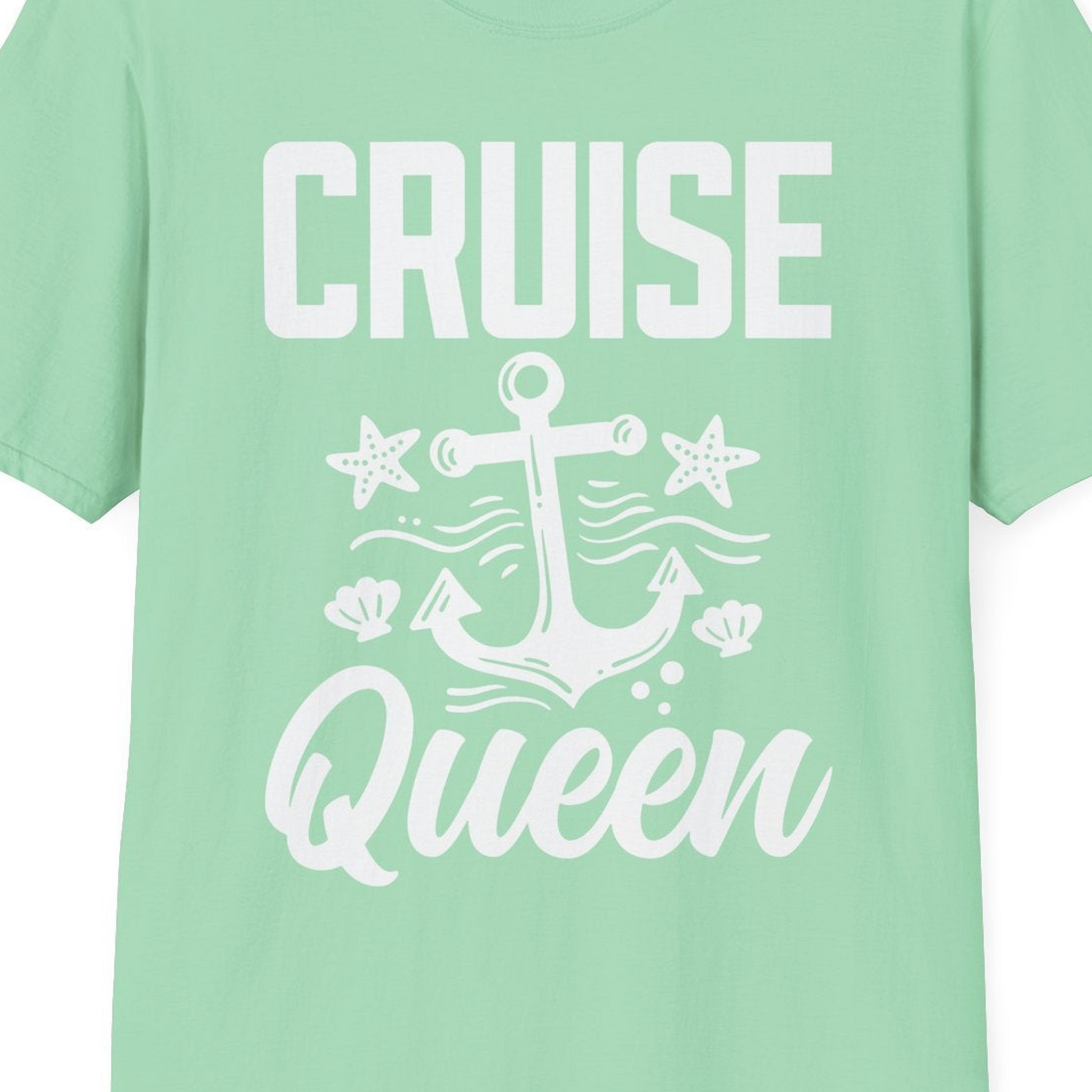 Cruise Queen Shirt T-Shirt – Mint Green – Best Cruise Shirts Close Up