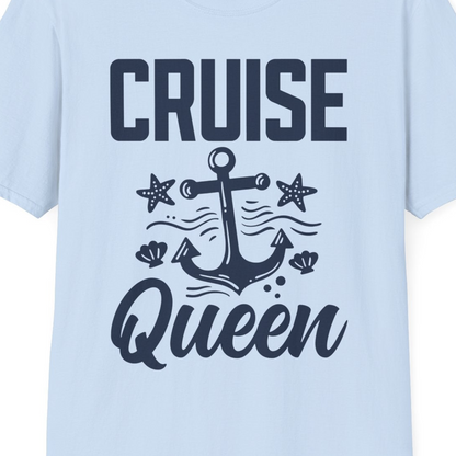 Cruise Queen Shirt T-Shirt – Light Blue – Best Cruise Shirts Close Up