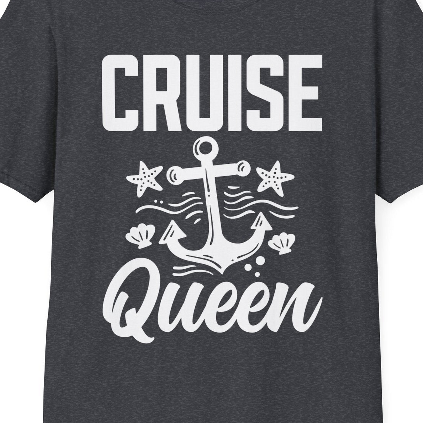 Cruise Queen Shirt T-Shirt – Dark Heather Grey – Best Cruise Shirts Close Up
