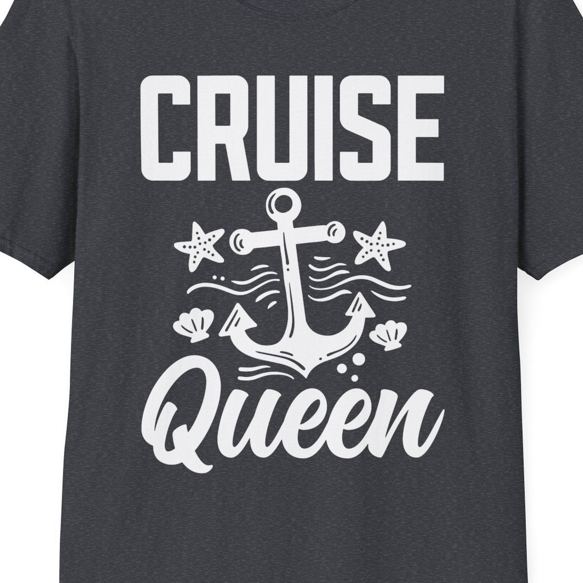 Cruise Queen Shirt T-Shirt – Dark Heather Grey – Best Cruise Shirts Close Up