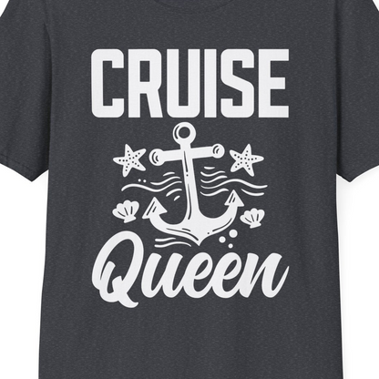 Cruise Queen Shirt T-Shirt – Dark Heather Grey – Best Cruise Shirts Close Up