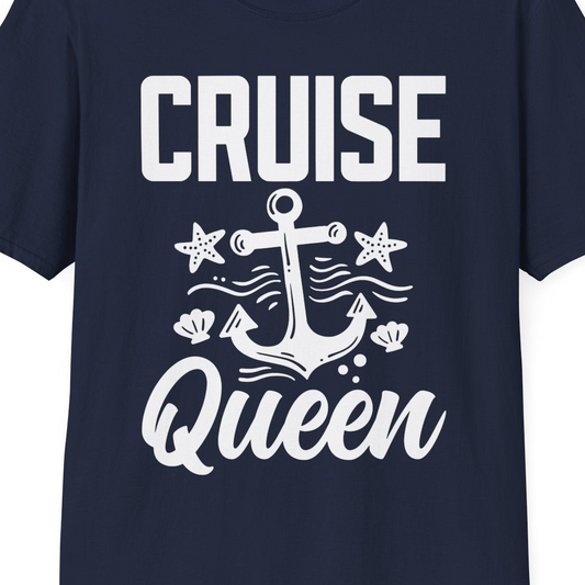 Cruise Queen Shirt T-Shirt – Navy – Best Cruise Shirts Close Up