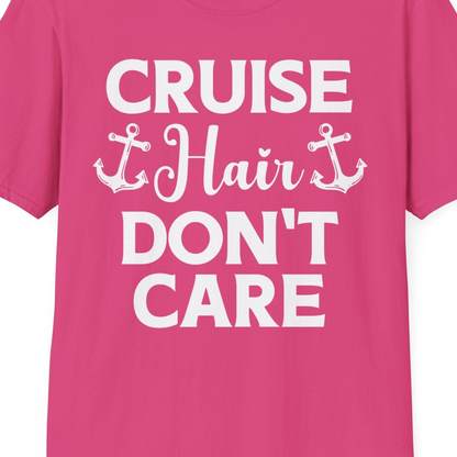 Cruise Hair Don't Care Nautical Anchor Shirt for Cruise Travelers — T-Shirt T-Shirt – Heliconia – Best Cruise Shirts Close Up