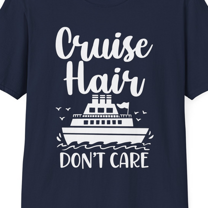 Cruise Hair Don't Care Shirt T-Shirt – Navy – Best Cruise Shirts Close Up