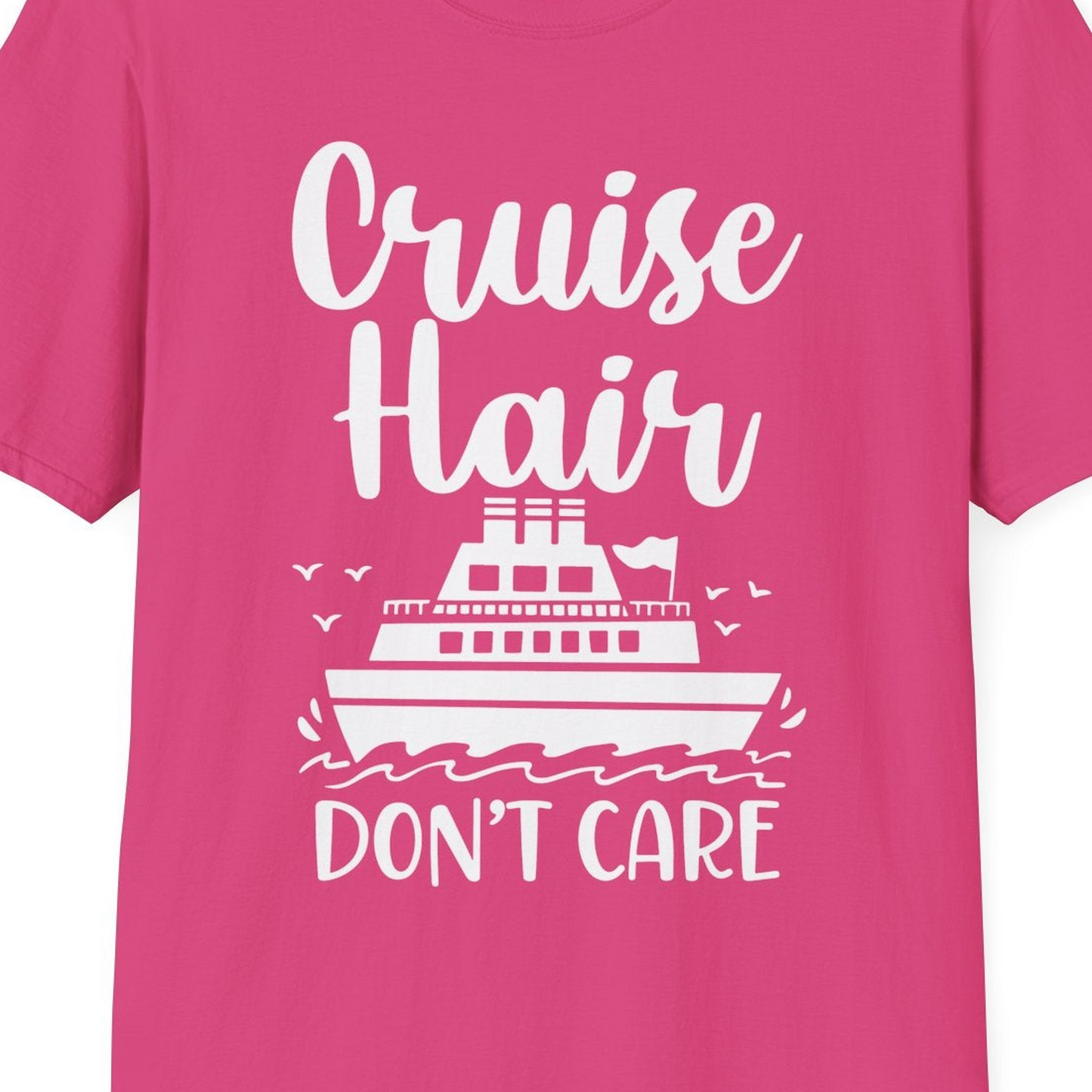 Cruise Hair Don't Care Shirt T-Shirt – Heliconia – Best Cruise Shirts Close Up