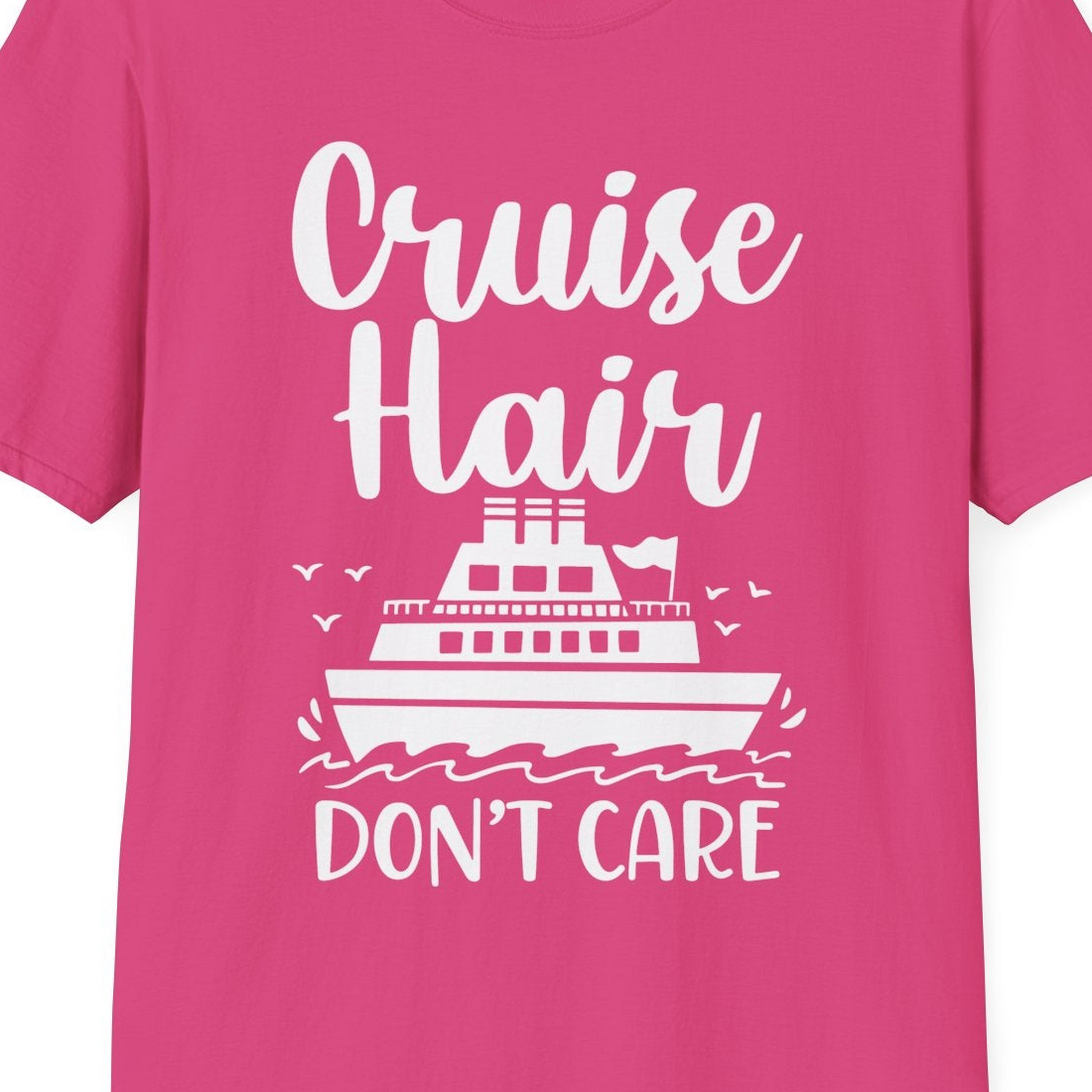 Cruise Hair Don't Care Shirt T-Shirt – Heliconia – Best Cruise Shirts Close Up