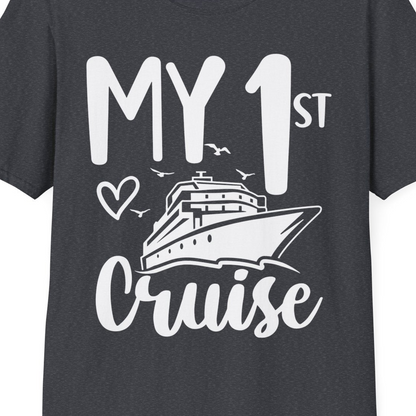 My First Cruise Shirt T-Shirt – Dark Heather Grey – Best Cruise Shirts Close Up