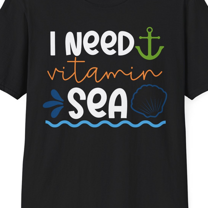 I Need Vitamin Sea Shirt T-Shirt – Black – Best Cruise Shirts Close Up