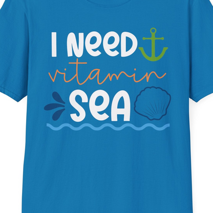 I Need Vitamin Sea Shirt T-Shirt – Sapphire – Best Cruise Shirts Close Up