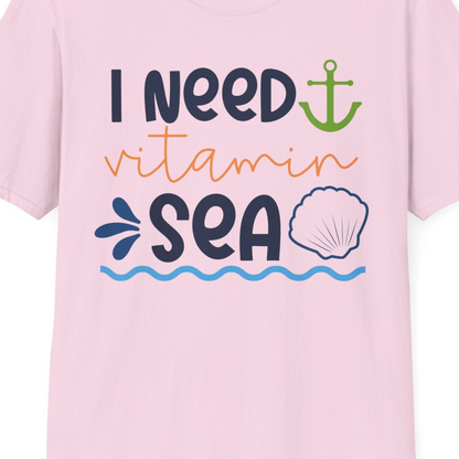 I Need Vitamin Sea Shirt T-Shirt – Light Pink – Best Cruise Shirts Close Up