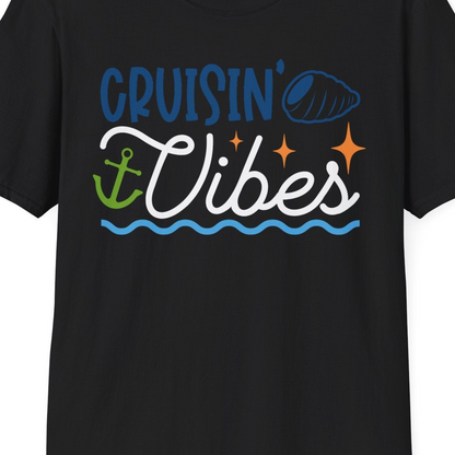 Cruisin Vibes Shirt T-Shirt – Black – Best Cruise Shirts Close Up