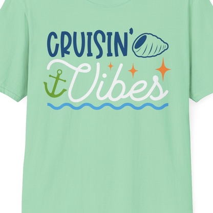 Cruisin Vibes Shirt T-Shirt – Mint Green – Best Cruise Shirts Close Up