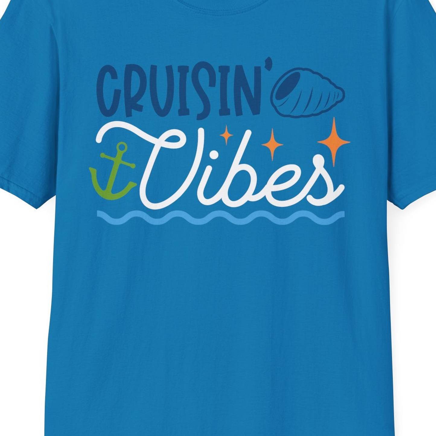 Cruisin Vibes Shirt T-Shirt – Sapphire – Best Cruise Shirts Close Up