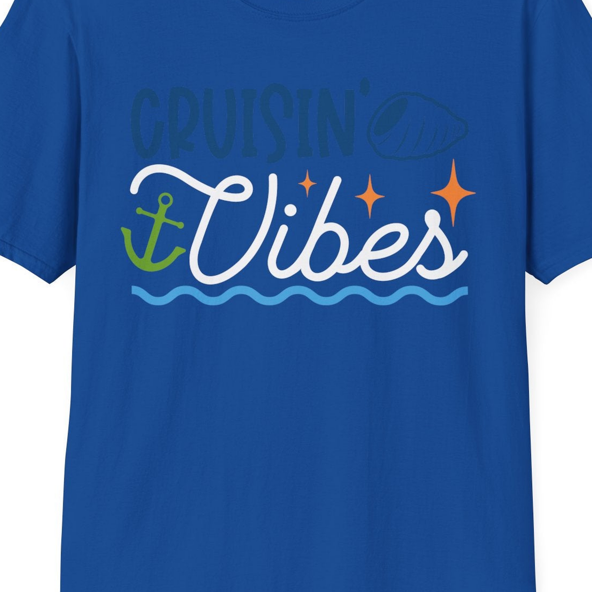 Cruisin Vibes Shirt T-Shirt – Royal – Best Cruise Shirts Close Up