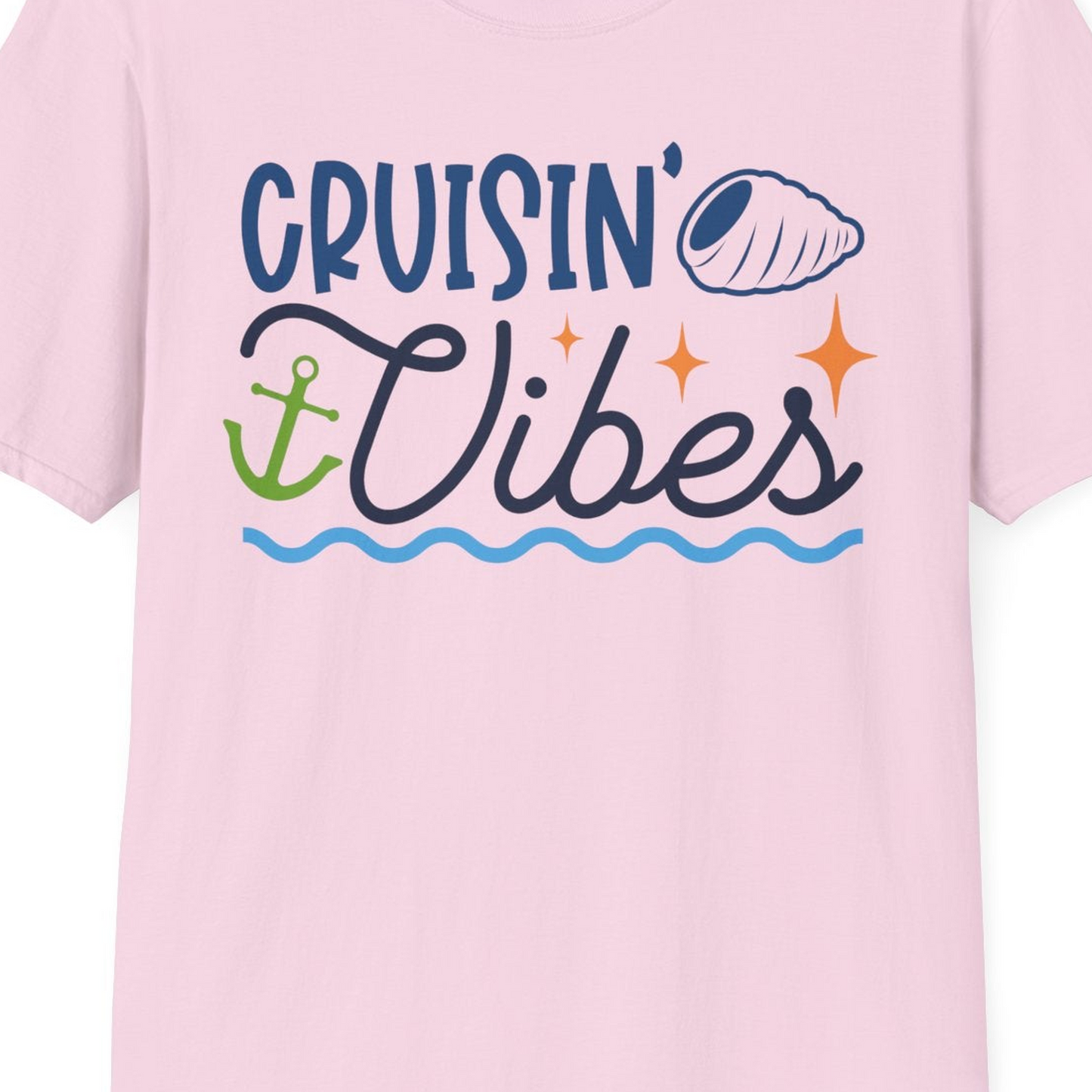 Cruisin Vibes Shirt T-Shirt – Light Pink – Best Cruise Shirts Close Up