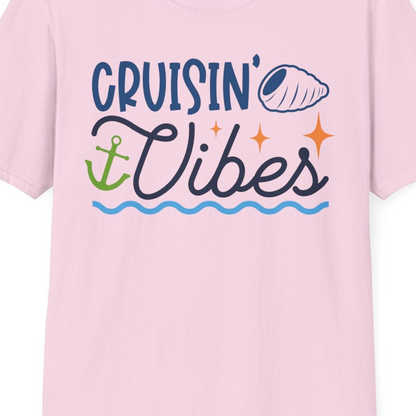 Cruisin Vibes Shirt T-Shirt – Light Pink – Best Cruise Shirts Close Up
