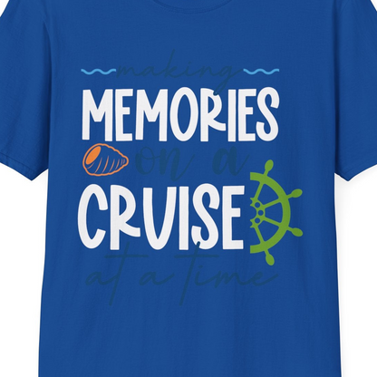 Making Memories on a Cruise Nautical Family Vacation Shirt — T-Shirt T-Shirt – Royal – Best Cruise Shirts Close Up