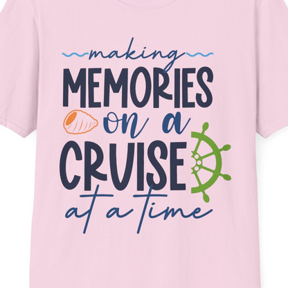 Making Memories on a Cruise Nautical Family Vacation Shirt — T-Shirt T-Shirt – Light Pink – Best Cruise Shirts Close Up