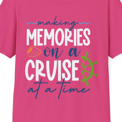 Making Memories on a Cruise Nautical Family Vacation Shirt — T-Shirt T-Shirt – Heliconia – Best Cruise Shirts Close Up