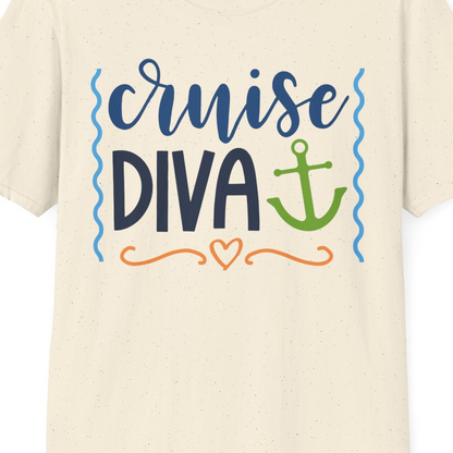 Cruise Diva Nautical Anchor Shirt T-Shirt – Natural – Best Cruise Shirts Close Up