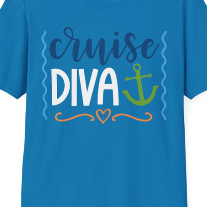 Cruise Diva Nautical Anchor Shirt T-Shirt – Sapphire – Best Cruise Shirts Close Up